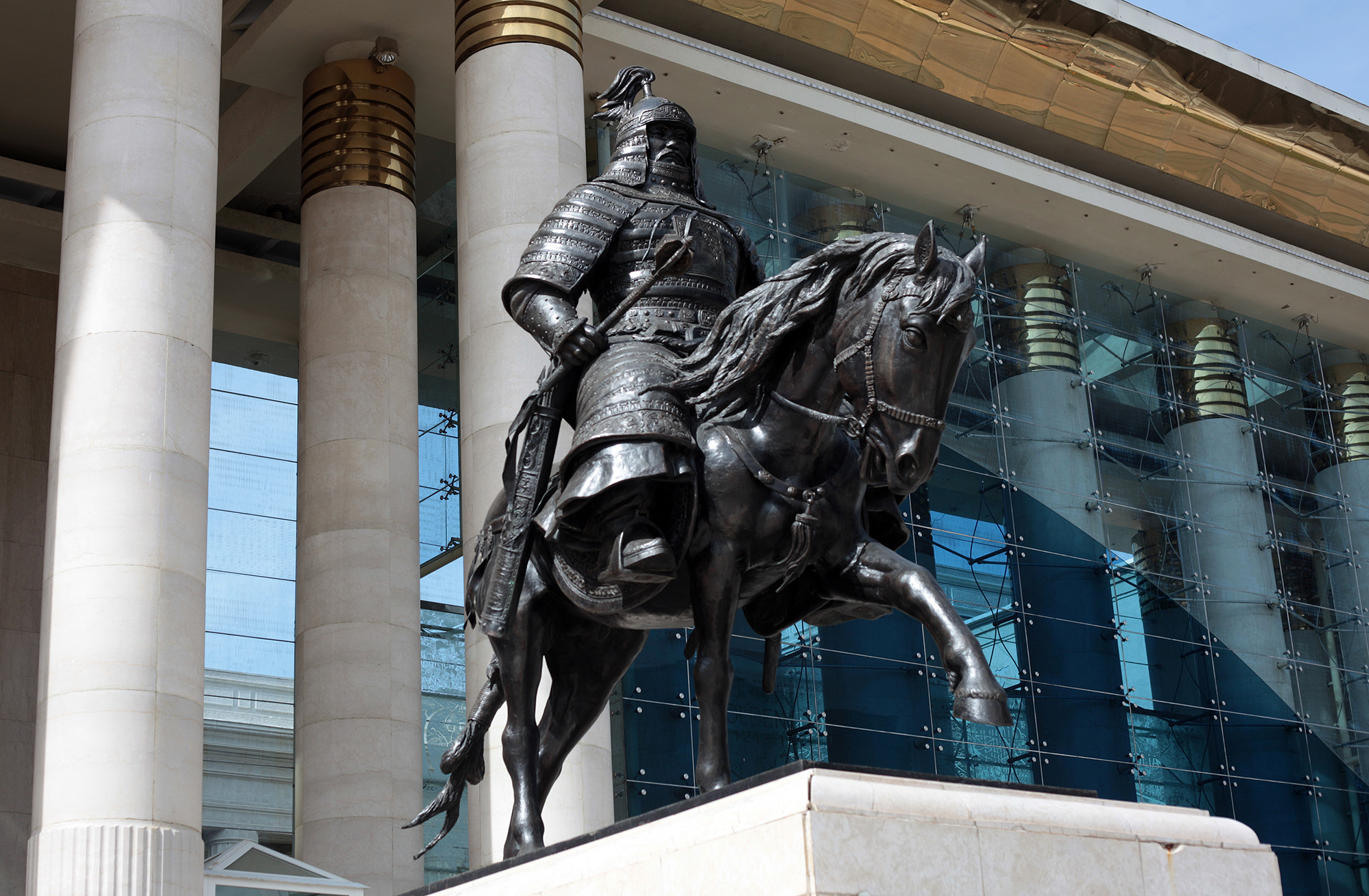 Monoglian Parliament Building's Statue of Genghis Khan