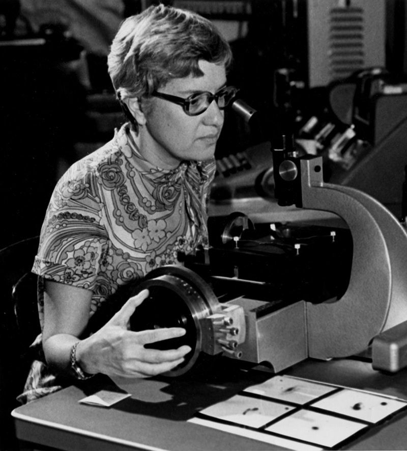 Dark Matter, Galaxy Rotation Curves, and the Legacy of Vera Rubin shown through Vera Rubin measuring galaxy motion with astronomical instruments